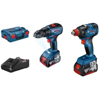 Bosch GDX 18V-200 Somun Sıkma Makinesi + GSR 18V-50 Vidalama Makinesi + 2x4 Ah Akü + GBA 18V-40 Şarj Cihazı + L-Boxx Takım Çantası