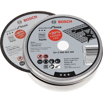 Bosch 115x1 mm Standart Paslanmaz Kesme Taşı Rapido 2608603254 10lu