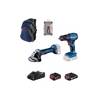 Bosch Professional GWS 180-LI + GSB 185-LI 18V Akülü Vidalama 2+4 Ah Çift Akü Set - 06019H9026 + Bosch 42 Parça Hassas Vidalama - Bits Ucu Seti - 2607002835 + Bosch Sırt Çantası (Yeşil)