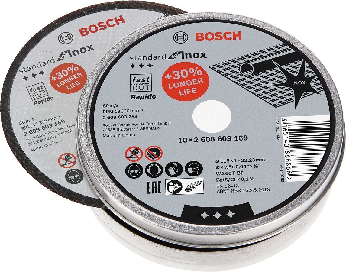 Bosch 115x1 mm Standart Paslanmaz Kesme Taşı Rapido 2608603254 10lu