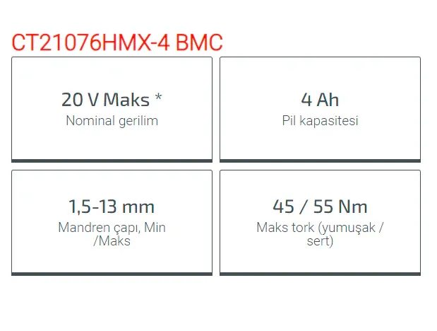 Crown Akülü Vidalama 20V-4Ah Ct21076Hmx-4 Bmc