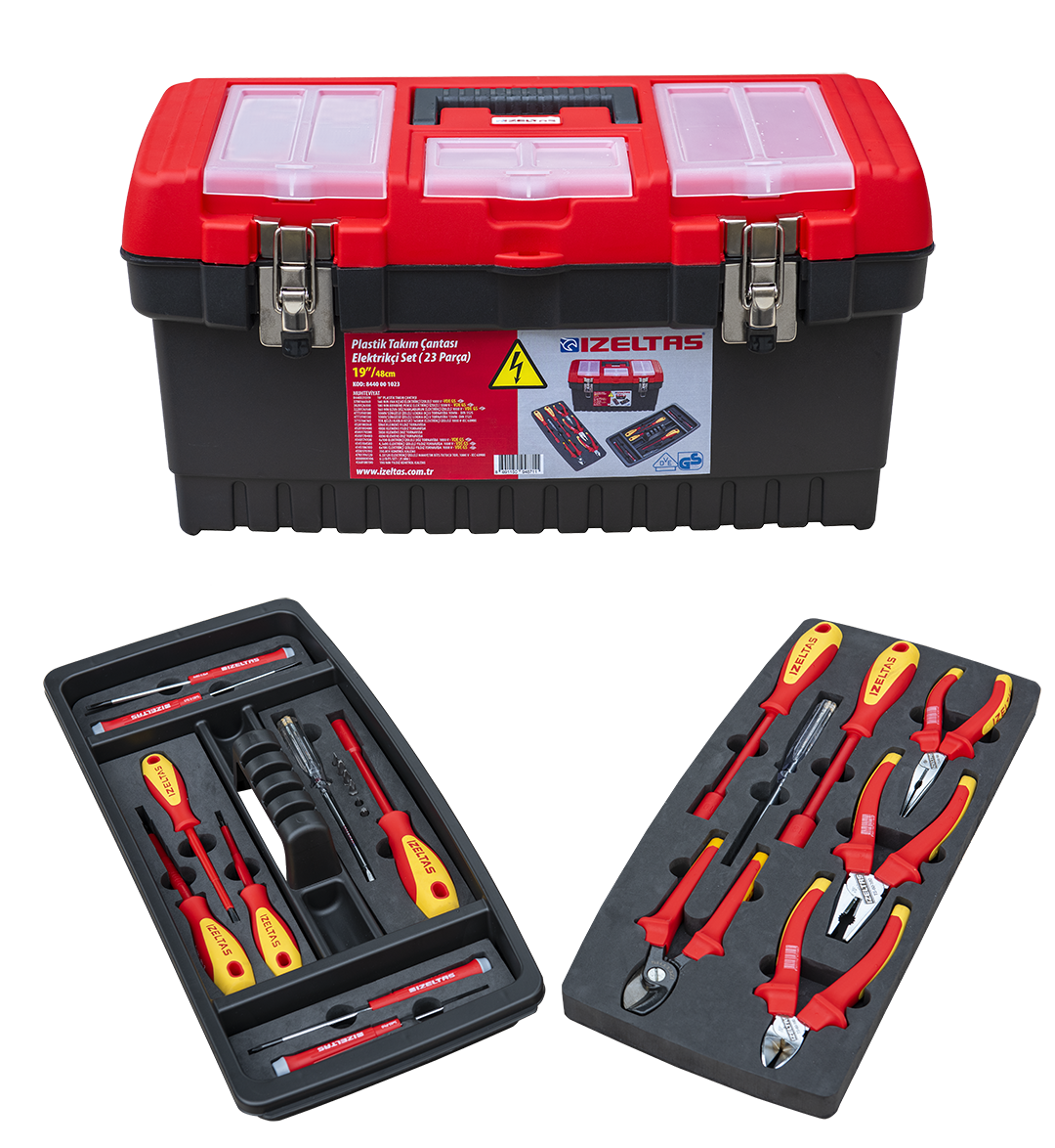 İzeltaş 8440 Plastik Takım Çantası Elektrikçi Set 23 Parça (Dolu) 19 480X267X242