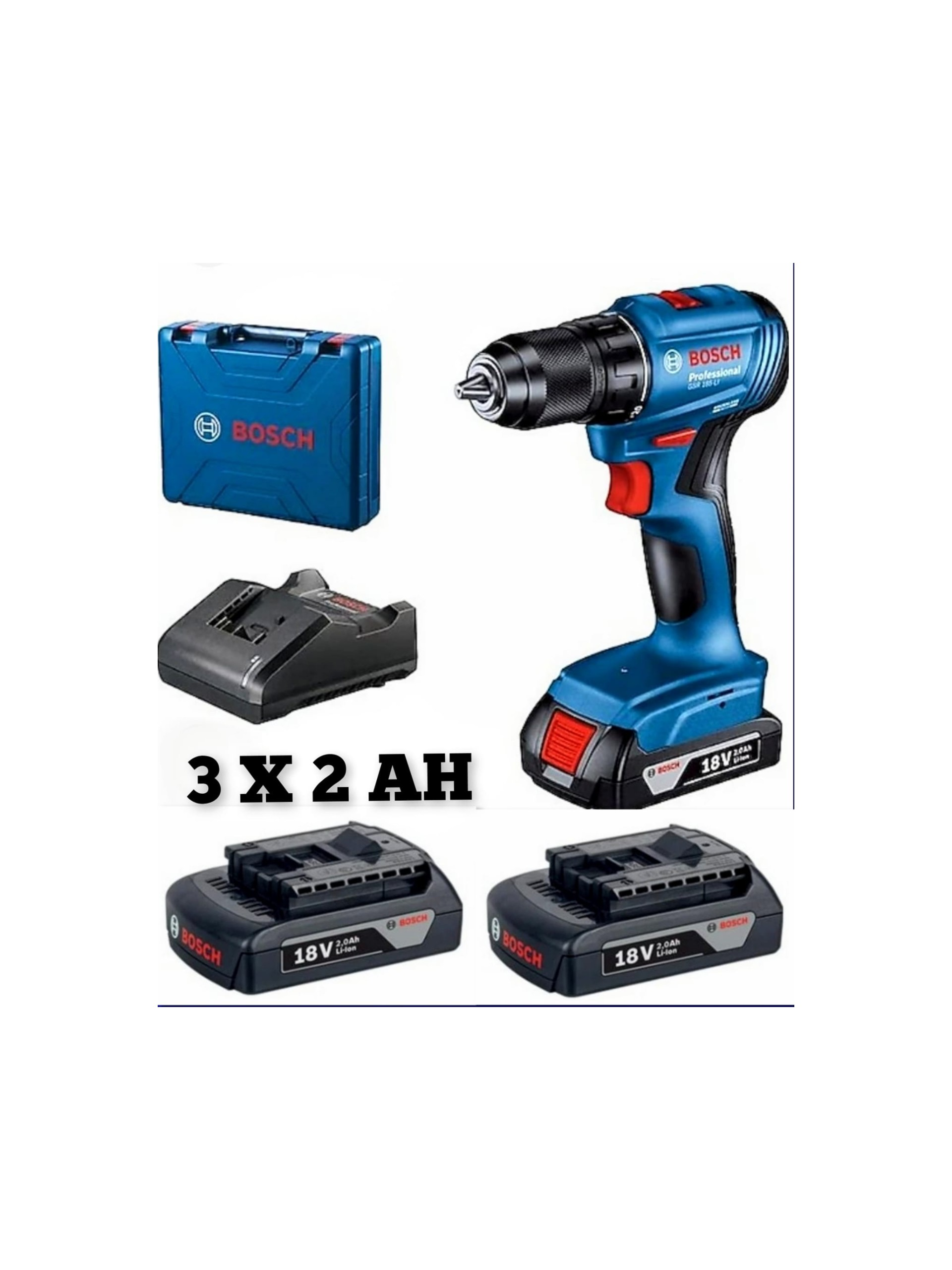 Bosch Professional Gsb 185-Li 3 X 2.0 Ah Tek Akülü Kömürsüz Motor Darbeli Matkap