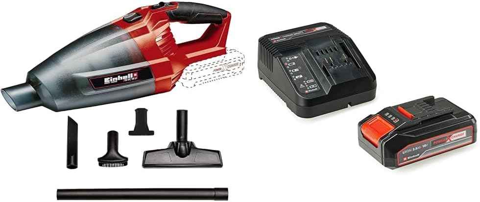 Einhell TE-VC 18 Li - Solo, Akülü Süpürge ve Einhell 18V 2,5 Ah PXC Starter Kit (Başlangıç Seti)