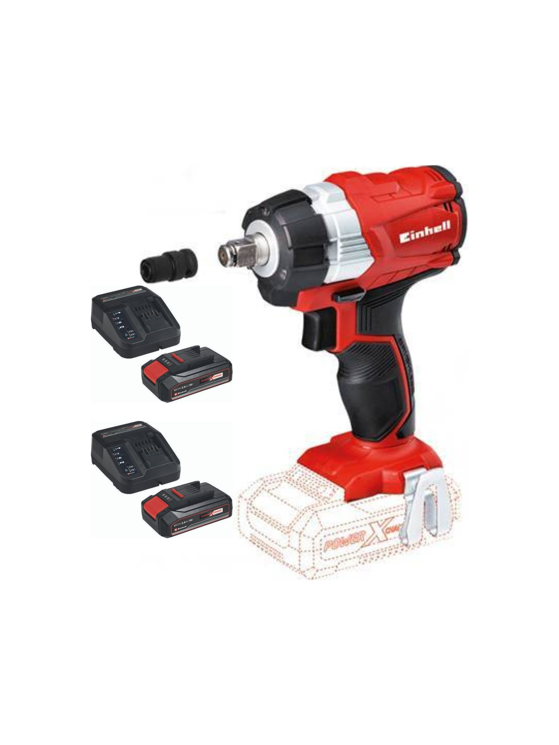 Einhell TE-CW 18 Li BL-Çift Akülü 4 Ah Darbeli Somun Sıkma Makinesi