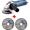 Bosch Professional GWS 750-115 mm Avuç Taşlama Makinesi - 0601394000 + Bosch standart for 115*2,5 mm düz metal kesici 2 adet