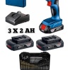 Bosch Professional GSB 185-LI 3 x 2.0Ah Üç Akülü Darbeli Matkap - 06019K3100 + Bosch V-Line Matkap & Vidalama Karışık Aksesuar Seti 103 Parça - 2607017367