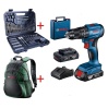 Bosch Professional GSB 185-LI 2 x 2.0Ah Çift Akülü Darbeli Matkap - 06019K3100 + Bosch V-Line Matkap & Vidalama Karışık Aksesuar Seti 103 Parça - 2607017367 + Bosch Sırt Çantası (Yeşil)