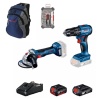 Bosch Professional GWS 180-LI + GSB 185-LI 18V Akülü Vidalama 2+4 Ah Çift Akü Set - 06019H9026 + Bosch 42 Parça Hassas Vidalama - Bits Ucu Seti - 2607002835 + Bosch Sırt Çantası (Yeşil)
