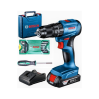 Bosch Professional Gsb 185-Li 2.0 Ah Tek Akülü Kömürsüz Motor Darbeli Matkap +  Bosch X-Line 15+1 Parça Mini Aksesuar Seti - 2607017654