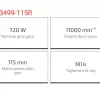 Crown Avuç Taşlama 720W 115Mm Ct13499-115R