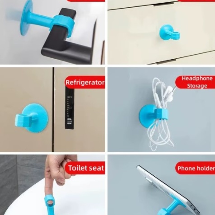 Vantuzlu Geçmeli Kapı Kolu Stoper 4lü Set Beyaz