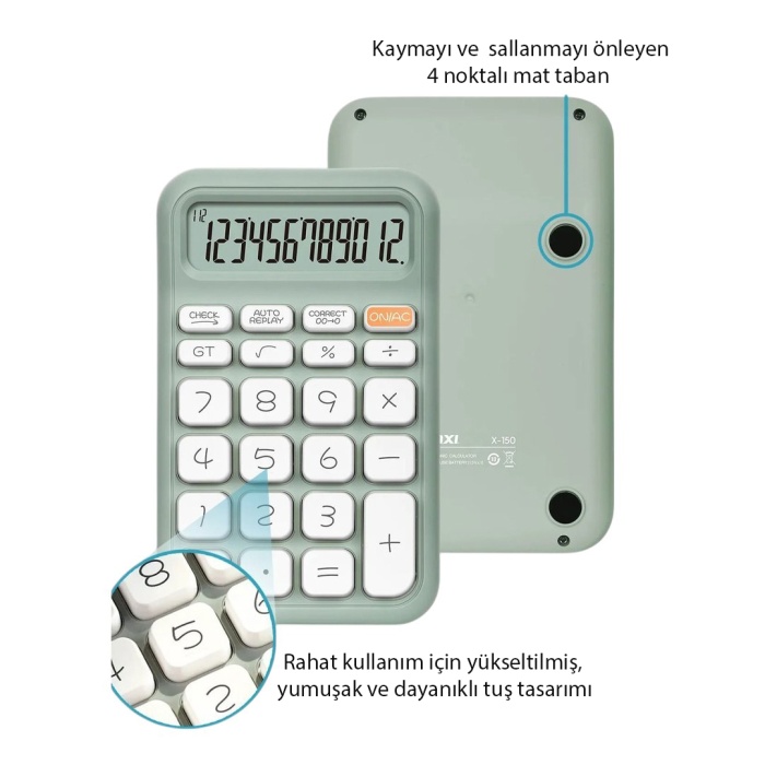 POWERMASTER PM-25410 YEŞİL 12 HANELİ HESAP MAKİNESİ