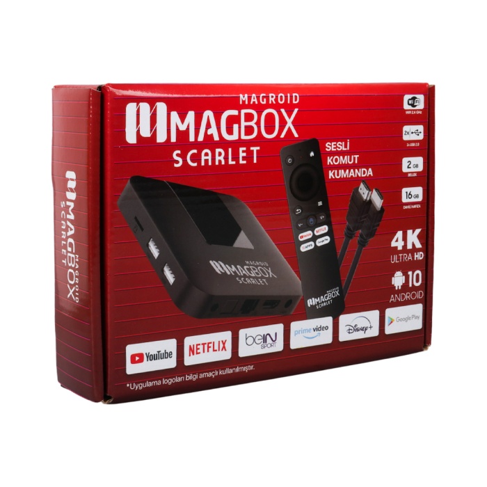 MAGBOX MAGROID SCARLET 16 GB HDD 2 GB RAM 2.4G H313 CPU SES KOMUT KUMANDALI ANDROID TV BOX