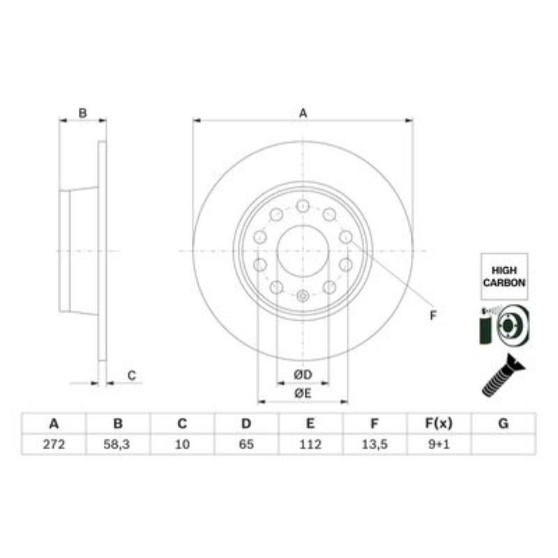 2 Adet ARKA FREN DISKI-272X10 5×112 (VW T-ROC 18-  AUDI Q2 17-  SEAT LEON 17-20  SKODA OCTAVIA 20) 5Q0615601B