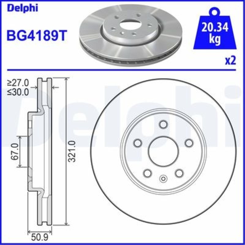 FREN DISKI ON 321 MM - 17 JANT - 5 DELIK - ( OPEL   INSIGNIA - 1.4 1.6  1.8 2.0 CDTI 08-11 ) 13502214