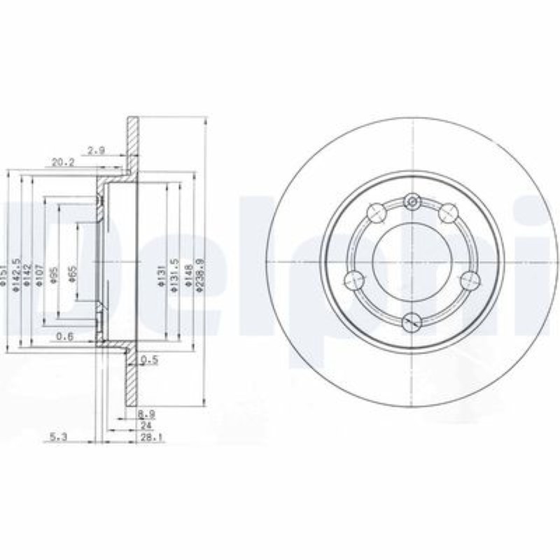 ARKA FREN DISKI-239×90 5×100 (VW GOLF 98-06  AUDI A3 97-03  ) 1J0615601D