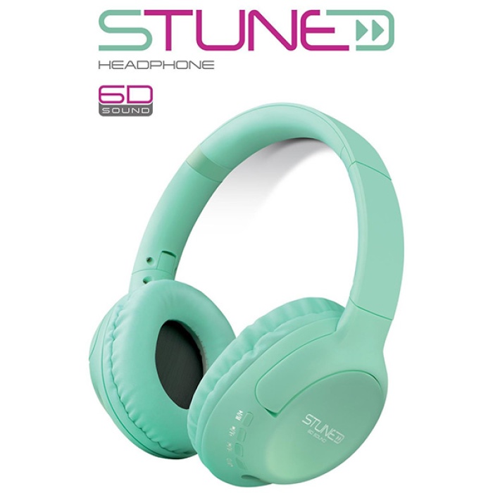 Stune Kulaküstü Bluetooth Kulaklık 6D Sound (Turkuaz)