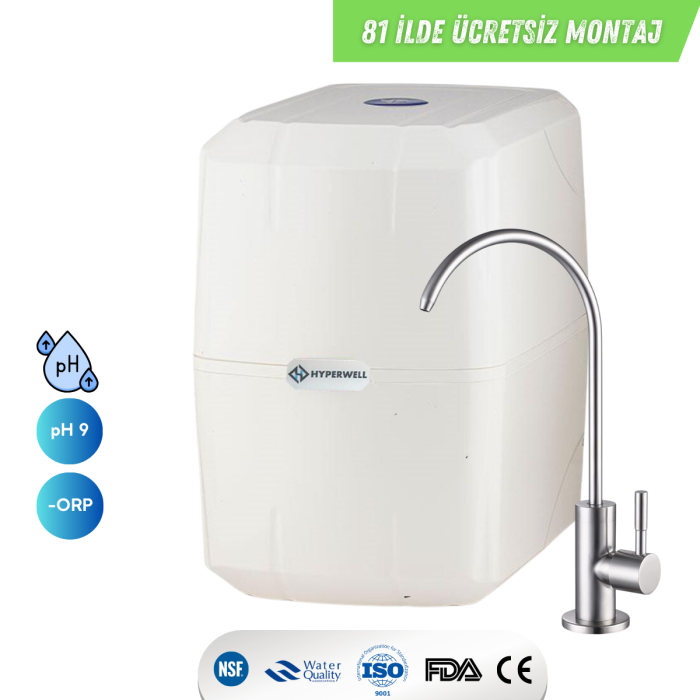 Hyperwell Premium Alkali ve Mineralli En iyi Su Arıtma Cihazı - Beyaz
