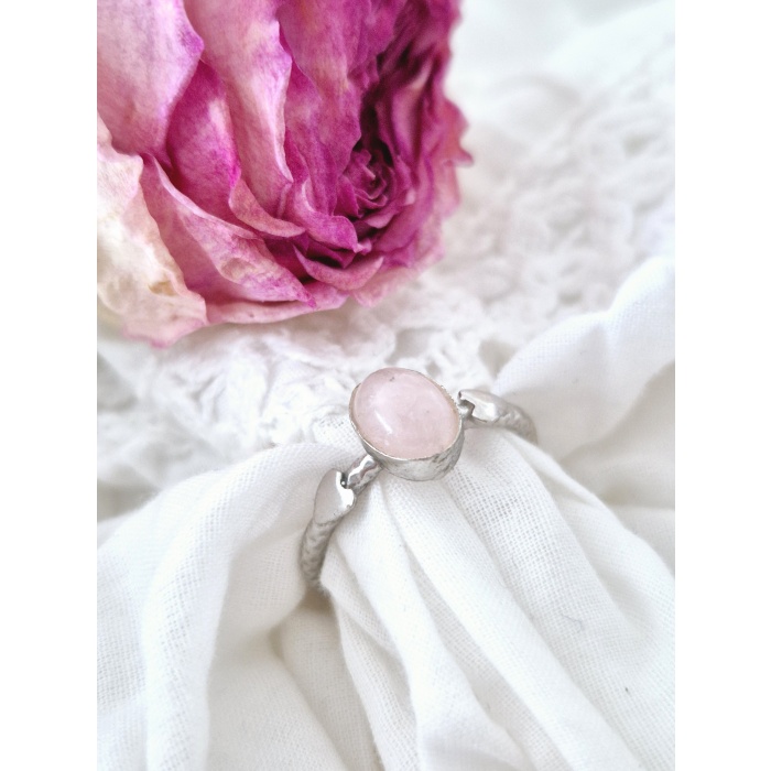 Pembe Kuvars Gümüş Yüzük