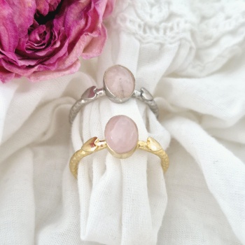 Pembe Kuvars Gümüş Yüzük