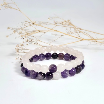 Pembe Kuvars-Ametist Partner Bileklik