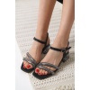 Rule Siyah Taşlı Kadın Topuklu Sandalet