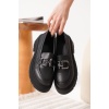 Terry Cilt Siyah Kadın Loafer