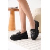 Terry Cilt Siyah Kadın Loafer