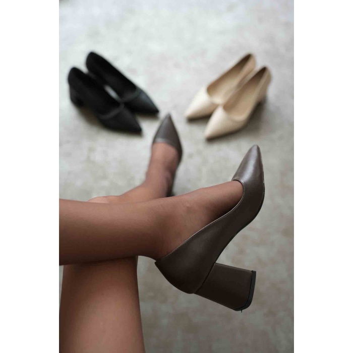 Valeria Acı Kahve Cilt Kadın Topuklu Ayakkabı