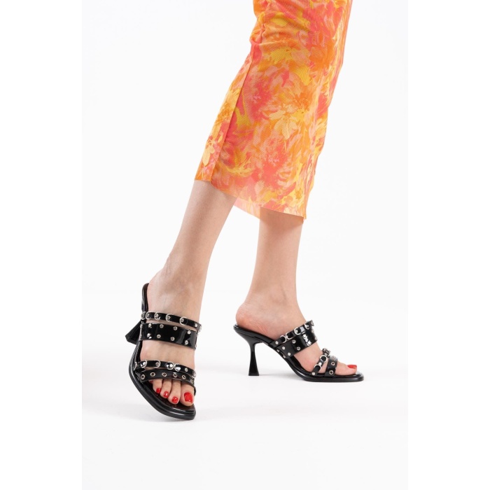 Merlin Topuklu Kadın Siyah Terlik