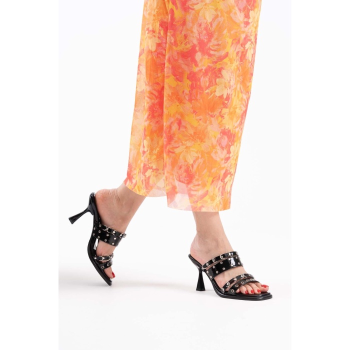 Merlin Topuklu Kadın Siyah Terlik