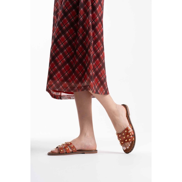 Loose Kiremit Hakiki Deri Terlik