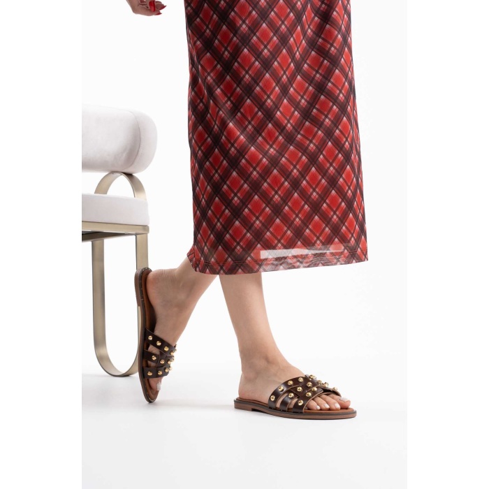 Loose Acı Kahve Hakiki Deri Terlik