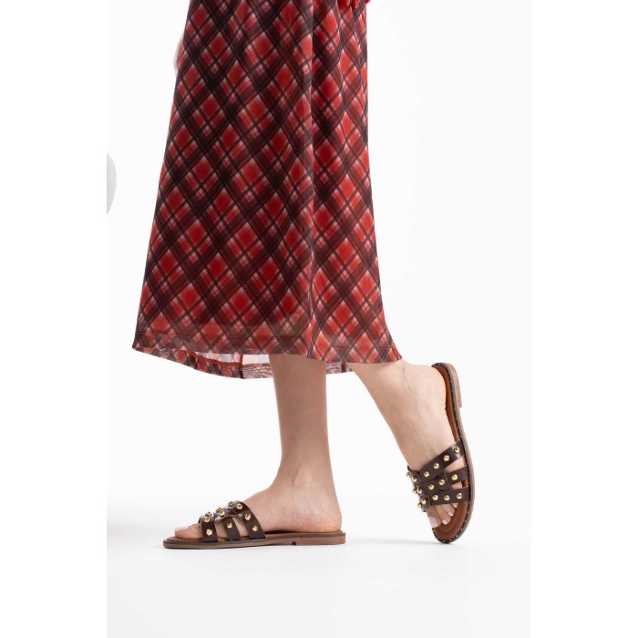 Loose Acı Kahve Hakiki Deri Terlik