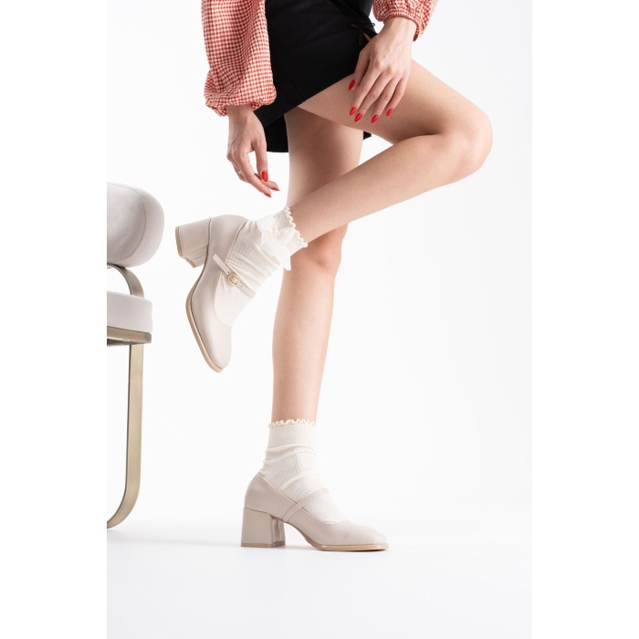 Blown Bej Cilt Kadın Topuklu Ayakkabı