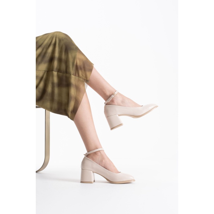 Sansa Bej Rugan Kadın Topuklu Ayakkabı