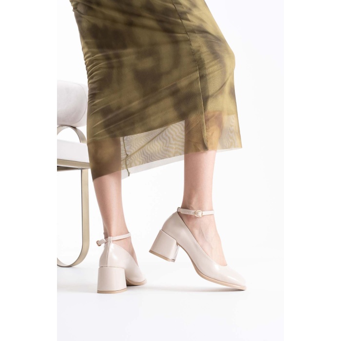 Sansa Bej Rugan Kadın Topuklu Ayakkabı