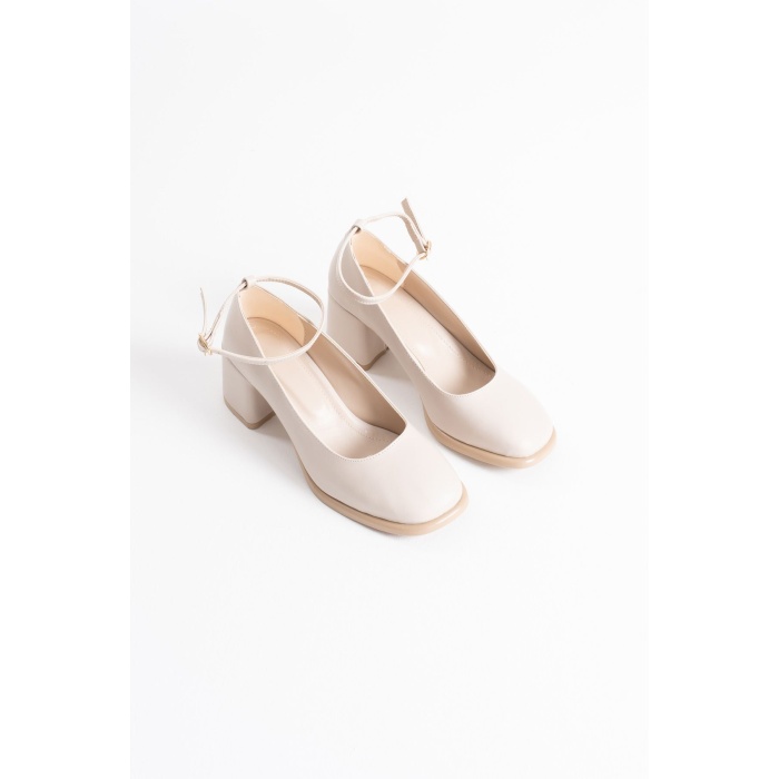 Sansa Bej Cilt Kadın Topuklu Ayakkabı