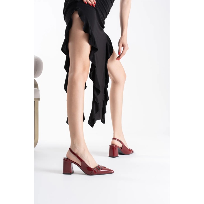 Keira Bordo Rugan Kadın Topuklu Ayakkabı