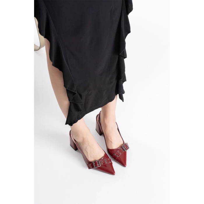 Keira Bordo Rugan Kadın Topuklu Ayakkabı