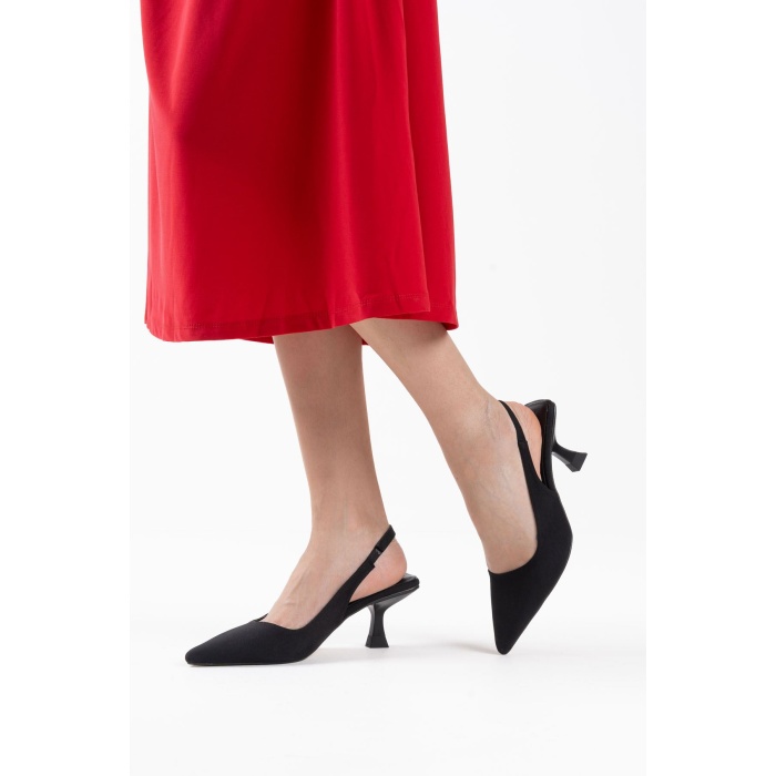 Angelica Kadın Siyah Saten Topuklu Ayakkabı