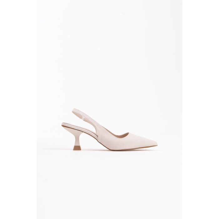 Angelica Kadın Bej Saten Topuklu Ayakkabı