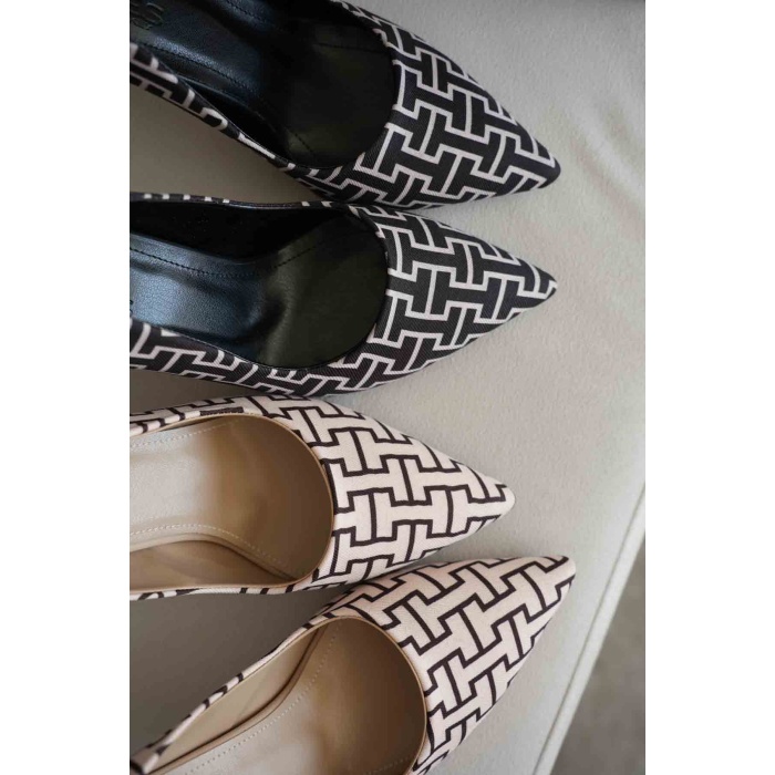 Kelsey Kadın Siyah Desenli Stiletto