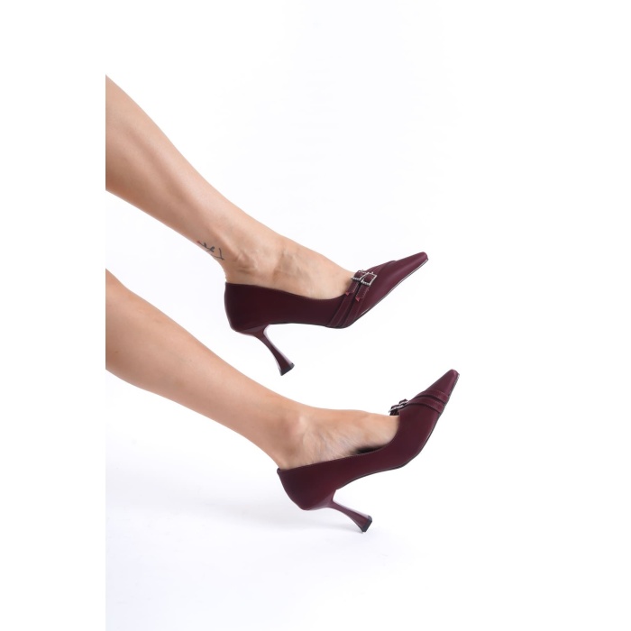 Maya Kadın Bordo Saten Topuklu Ayakkabı