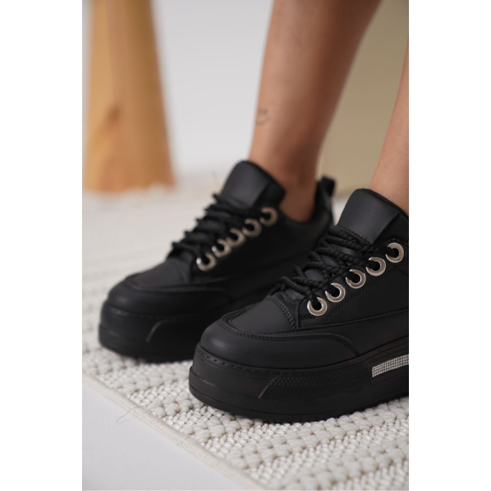 Alice Kadın Siyah Tabanlı Siyah Gizli Topuklu Sneaker