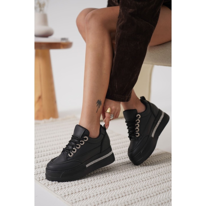 Alice Kadın Siyah Tabanlı Siyah Gizli Topuklu Sneaker