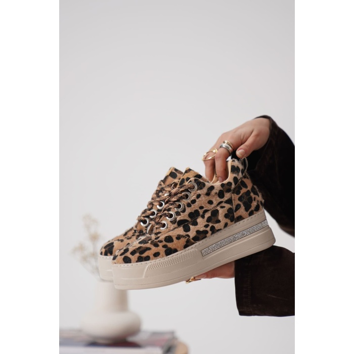 Alice Kadın Leopar Desenli Gizli Topuklu Sneaker