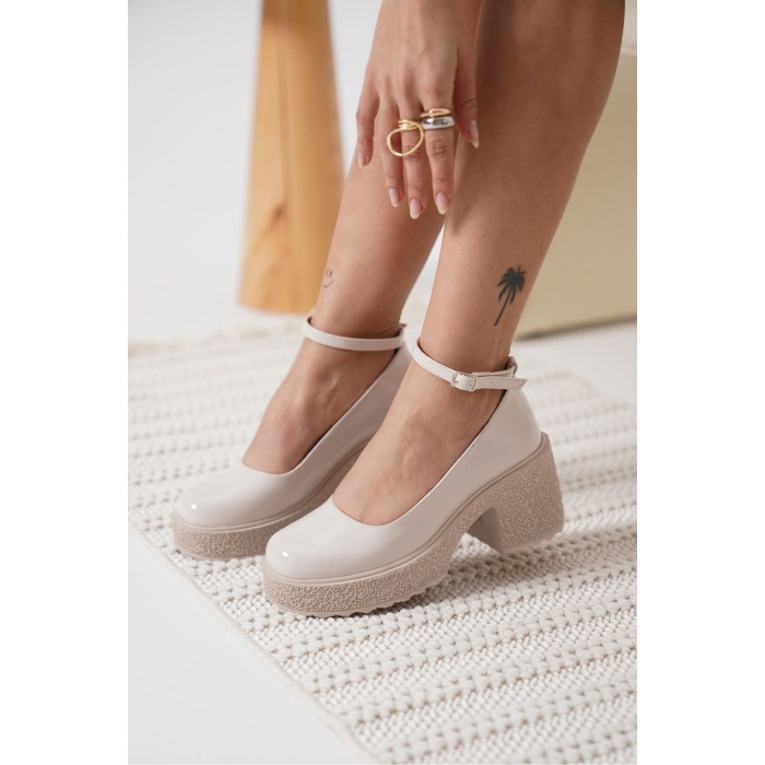 Marla Kadın Bej Rugan Bilekten Baretli Günlük Ayakkabı