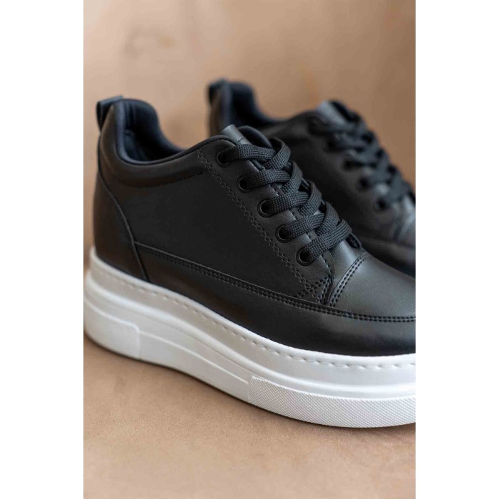 Lauren Kadın Gizli Topuk Beyaz Tabanlı Siyah Spor Ayakkabı